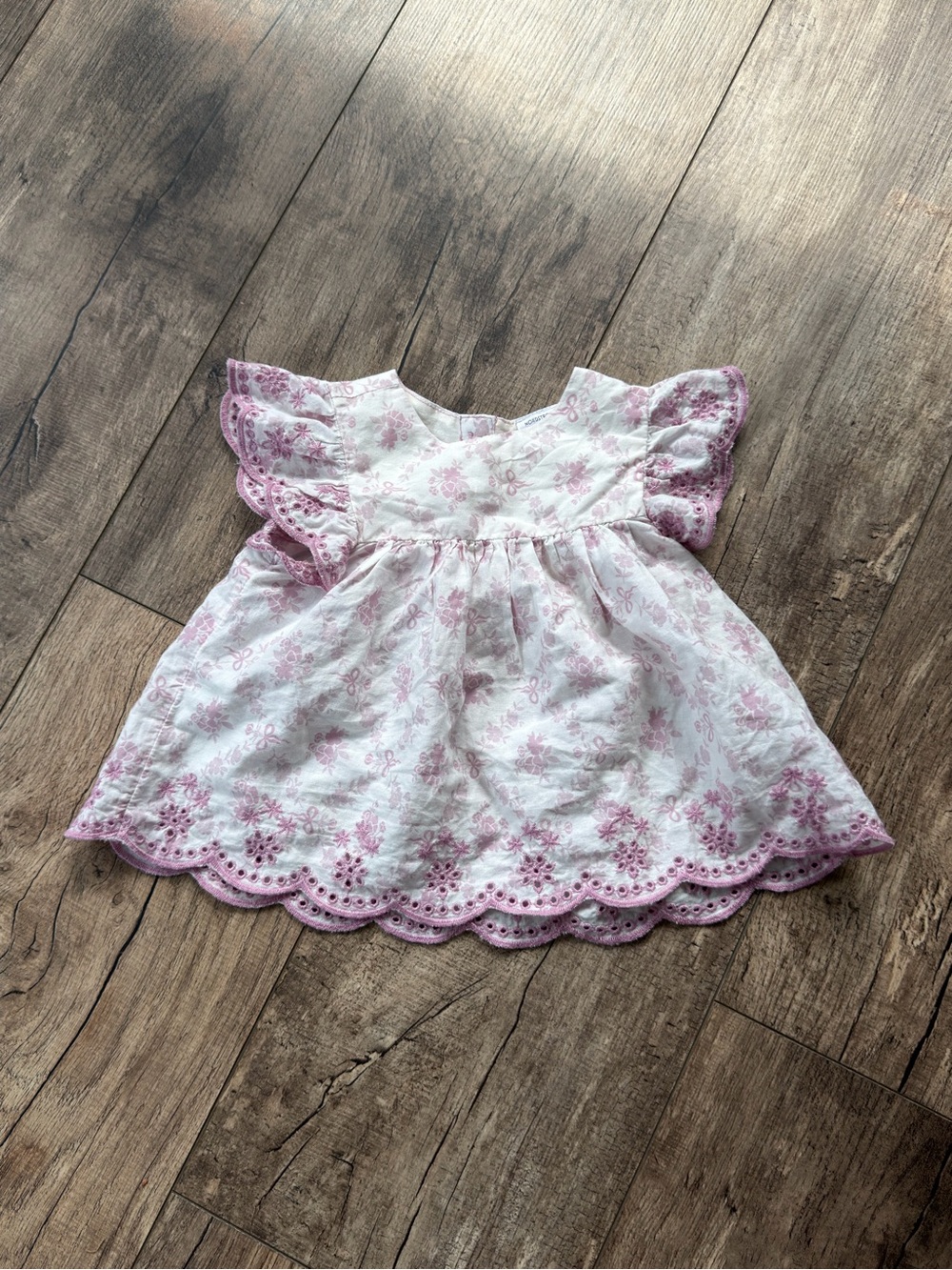 Nordstrom Baby Floral Eyelet Dress & Bloomer Set Pink 3M 100% Cotton - Picture 3 of 7